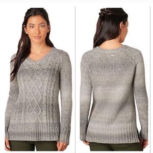 Prana cozy soft grey Liesel cable knit sweater